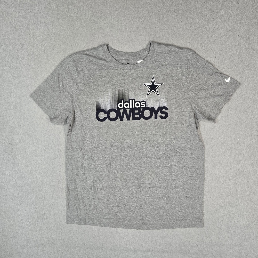 Dallas Cowboys Men Shirt XL Gray Nike Swoosh Team Logo Graphic Print Crew Neck